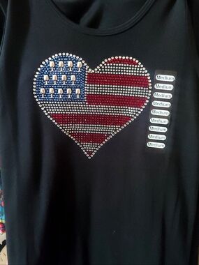 Black V-Neck Women’s Top with Wine Rhinestone Graphic